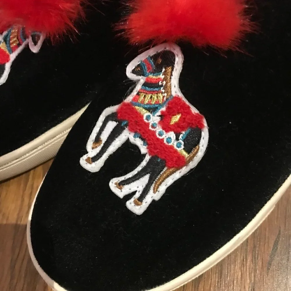 soludos show pony velvet slip ons